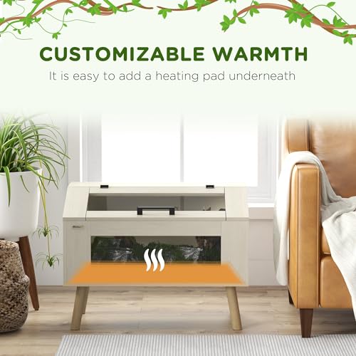 PawHut Reptile Terrarium 30 Gallon Top Opening Reptile Tank with Glass Windows Air Ventilations, Wooden Hamster Cage for Snakes Lizards Horned Frogs Chameleons Gerbils, 31.5" x 20" x 24"