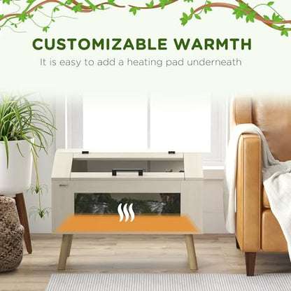 PawHut Reptile Terrarium 30 Gallon Top Opening Reptile Tank with Glass Windows Air Ventilations, Wooden Hamster Cage for Snakes Lizards Horned Frogs Chameleons Gerbils, 31.5" x 20" x 24"