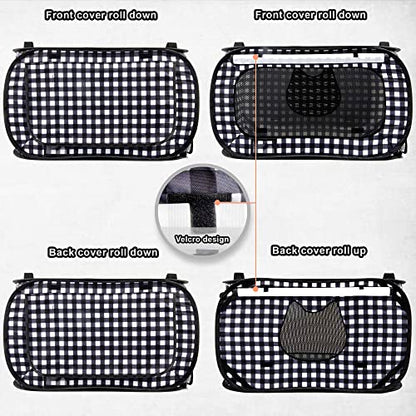 Pop up Large Cat Carrier, 30'' L Kennel Soft Crates with Portable Mini Cat Carrier,Travel Littler Box, Mattress,Food Bowl,4 Stakes and Carry Bag - color: 31.5‘’L B&W Carriers Set