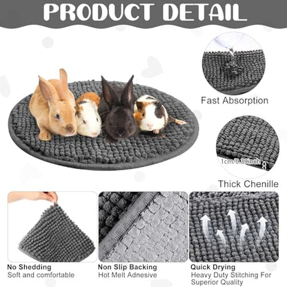 Amylove 4 Pcs Guinea Pig Cage Liner 12 Inch Round Washable Chenille Pee Pads Pet Dog Cat Bedding Training Mat Reusable for Small Animals Puppy Bunny Hamster Chinchilla - color: Dark Gray, size: Diameter 12 Inch, style: Low Pile Chenille