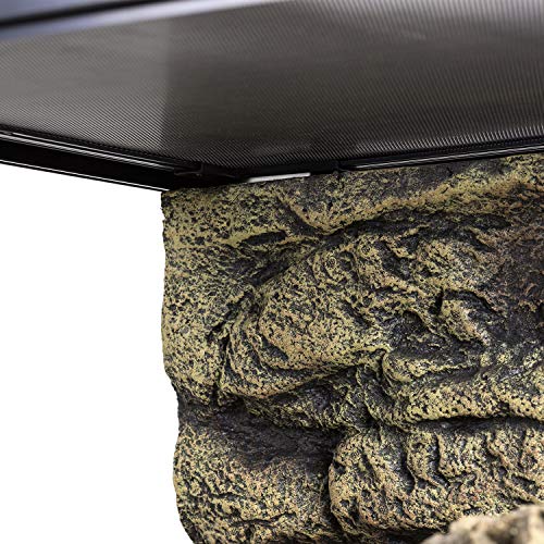 REPTI ZOO 34 Gallon Large Reptile Glass Terrarium Tank with Foam Backgrounds,Double Hinge Door with Screen Ventilation Reptile Terrarium 24" x 18" x 18"(Knock-Down)