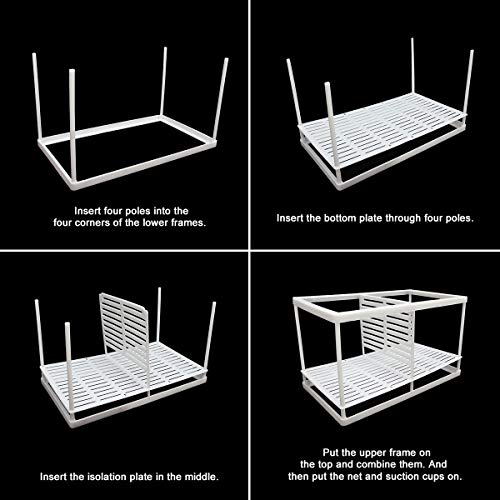 Senzeal Aquarium Fish Breeder Box Fish Fry Hatchery Incubator Net Nylon Isolation Mesh with 3pcs Pipette (Large) - size: Large