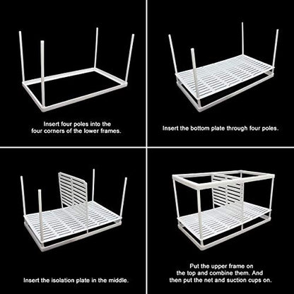 Senzeal Aquarium Fish Breeder Box Fish Fry Hatchery Incubator Net Nylon Isolation Mesh with 3pcs Pipette (Large) - size: Large