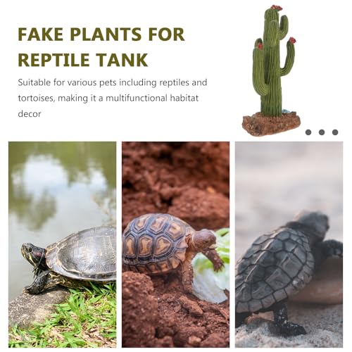 Artificial Reptile Plants Fake Cactus Habitat Hideout Plastic Plants for Turtle Tank Desert Terrarium Decor Accessories for Bearded Dragon Gecko Lizard Snake