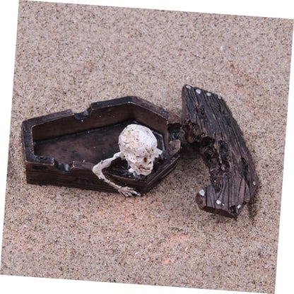 STOBOK 2pcs Resin Coffin Decorations Fish Tank Ornaments Bob Skeleton Aquatic Aquarium Sand Aquarium Coffin Skull for Aquarium Skulls for Aquarium Decorative Resin Skull Coffin
