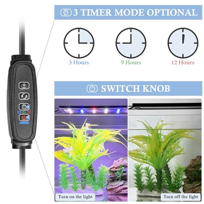 FEDOUR USB Mini Aquarium LED Light, Full Spectrum Aquarium Light with Extendable Brackets, Adjustable Aquarium Plant Light with External Controller, for Freshwater Tank (8-13in) - style: 8-13in
