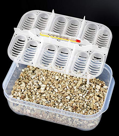 OMEM Reptile Breeding Box, Reptile Egg Incubators, Hatchery Box, for Hatching Gecko, Lizards, Lions Mane, Reptiles (Thermometer, Transparent Box) - size: Thermometer