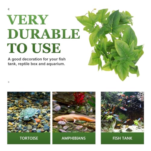 Hemoton Artificial Hanging Plant Ornament for Reptile Terrarium with Suction Cup, 23-Leaf Fake Greenery Decoration for Amphibian Habitat and Indoor Tank Supplies