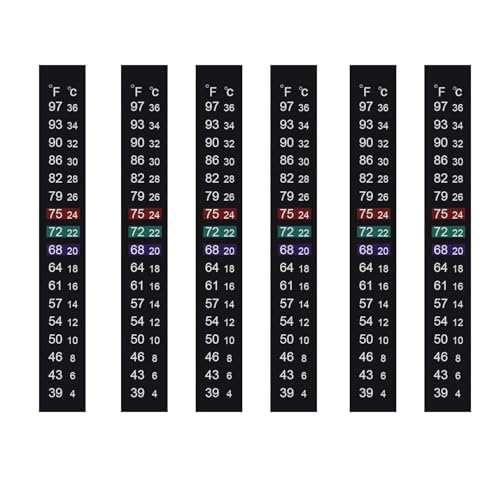 Brewing Thermometer Strip Adhesive Strip Thermometer Aquarium Thermometer Strip, Temperature Test Strip Thermometer Sticker for Fish Tank/Kombucha/Fermentation Jar 39 to 97℉/4 to 36℃ (6pcs) - size: 6 Pack