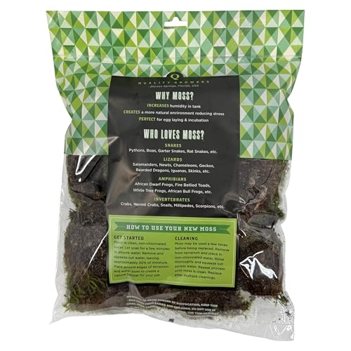The Habitat Life - Natural Mood Moss - for Reptiles, Amphibians & Invertebrates Terrariums - Moisture-Retaining - Humidity Control - Soft Bedding - Dye-Free & Safe - Medium - 1 Pack - size: Medium, style: Mood Moss