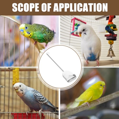 Toyvian Stainless Steel Poop Scooper Adjustable Handle for Chicken Coop Bird Cage Cleaning Reptile Litter Small Pet Yard Waste Removal