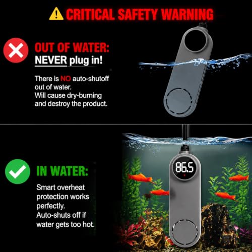 UPETTOOLS 75W Aquarium Heater for 5-20 Gallon Tanks – Submersible Fish Tank Heater with Digital Display & External Temperature Controller, Adjustable 68°F-93°F, for Betta, Shrimp, and Turtle Tanks - size: 5-20（Gallon）
