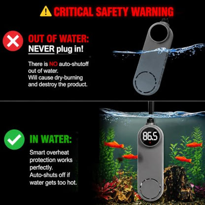 UPETTOOLS 75W Aquarium Heater for 5-20 Gallon Tanks – Submersible Fish Tank Heater with Digital Display & External Temperature Controller, Adjustable 68°F-93°F, for Betta, Shrimp, and Turtle Tanks - size: 5-20（Gallon）