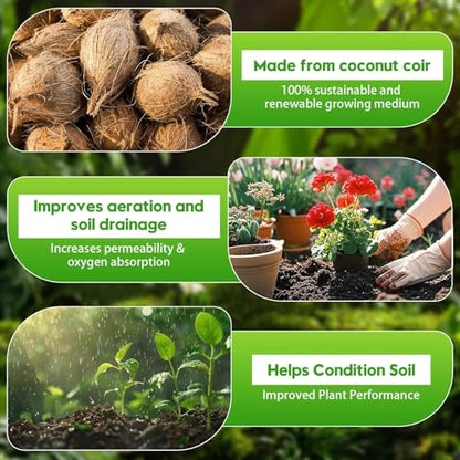 Coco Coir Bricks - Compressed Coconut Fiber Substrate for Plants, Gardening, Potting Mix. Low EC & Balanced pH Natural Growth Medium for Seed Starting, Herbs, and Gardening (6 PCS) - size: 6 PCS
