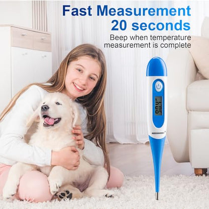 Digital Pet Thermometer for Accurate Fever Detection, Suitable for Cats/Dogs/Horse/Veterinarian, Waterproof Pet Thermometer, Fast and Accurate Measurements in 20 Seconds (Blue) - color: blue