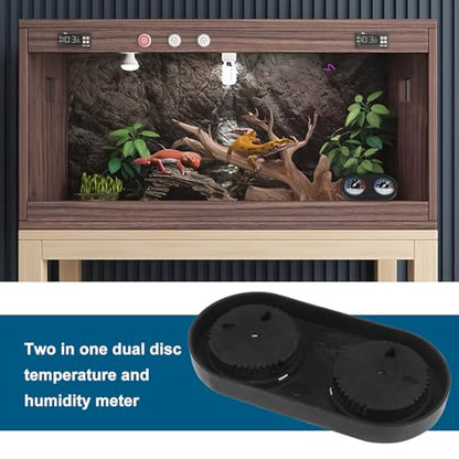 Reptile Thermometer Hygrometer 2 in 1 Mini Round Shape Dual Dial Thermometer and Humidity Gauge for Terrarium Lizard Spider Chameleon Pet