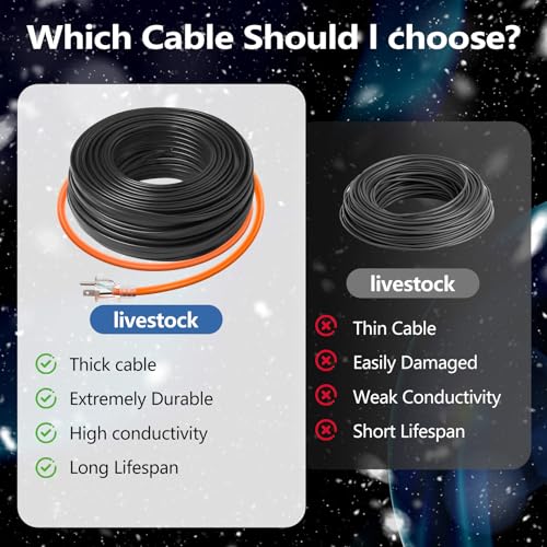 3FT（3FT-200FT） Pipe Heating Cable for Pipe Freeze Protection, Heat Cable for Water Pipes(Metal and Plastic), Pipe Heat Tape Keeps Water Flowing at -40°F 5w/ft, 120V Plumbing fixture - size: 3FT
