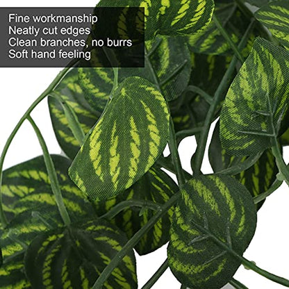 Pssopp Lifelike Plant Decorative Hanging Silk Terrarium Plant with Suction Cup for Reptile Rainforest Box Aquarium Landscape(NFF-80)