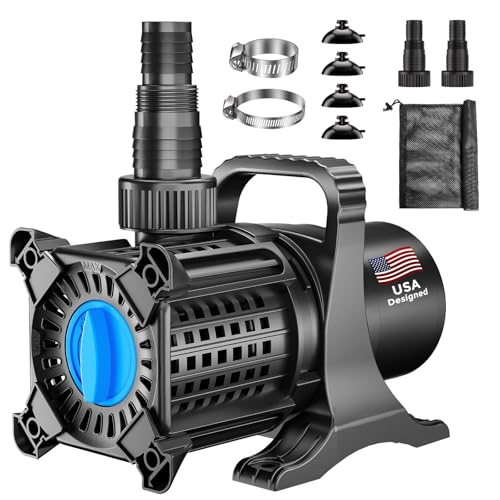 OYO WATER Pond Pump, 2600 GPH Adjustable Flow Submersible Water Pump with Filter Bag, Copper Motor, IPX8 Waterproof for Outdoor Koi Pond, Fountain, Waterfall, Hydroponics - size: 2600 GPH