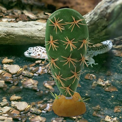 Cabilock Reptile Terrarium Artificial Cactus Plant Decor Fade-Resistant Resin Habitat Hideout for Amphibians and Reptiles Plastic Fake Succulent for Fish Tank Landscaping and Pet Shelter