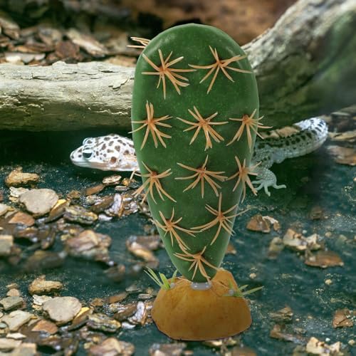 SHINEOFI Artificial Cactus Reptile Terrarium Decor Plastic Resin Fake Plants for Reptile Habitat Landscaping Realistic Amphibian Tank Decoration with Stable Design for Hiding and Aquarium