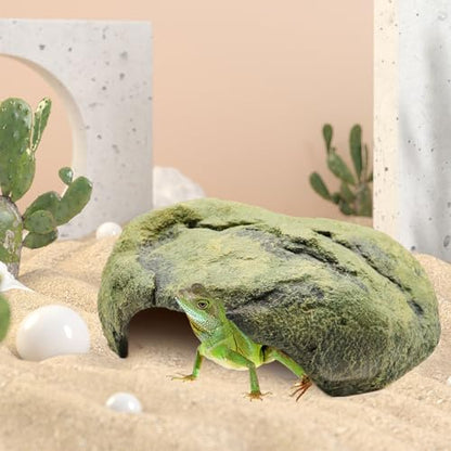 Reptile Simulation Rock Cave Hideouts, Large Resin Reptile Hides and Caves, Aquarium Terrarium Habitat Decor, Suitable for Lizard Bearded Dragon Turtle Snake Hermit Crab 12 × 10 × 5 Inches