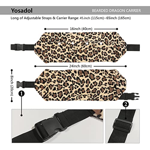 Bearded Dragon Leash and Harness Set, Beardie Carrier, Lizard Adjustable Harness with Leather Wings and Sling Bag, Reptile Small Pet Backpack Batwing Accessories (Leopard Pattern) - color: Leopard Pattern