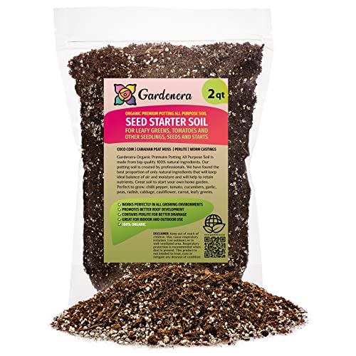 Premium Organic Seed Starter Soil - 2 Quart - All-Purpose Organic Potting Soil for Happy Seedlings and Plants by Gardenera - size: 2 Quart Bag, style: #2 SEED STARTER MIX