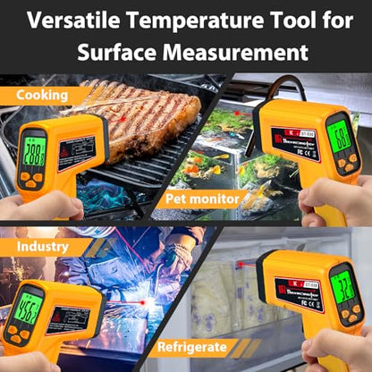 FKM Infrared Thermometer Gun Non-Contact Laser Temperature Gun,-58°F~986°F(-50°C~530°C) AdjustableEmissivity,Digital Thermometer Gun for Cooking,Oven,Griddle,Automotive,HVAC,Industrial,Not for Human - style: -58°F~986°F (-50°C~530°C)