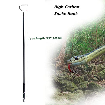 High-Carbon Snake Hook Reptile Stick Tongs Grabber Pick-up Handling Tools for Catching Controlling or Moving Snakes, 49in