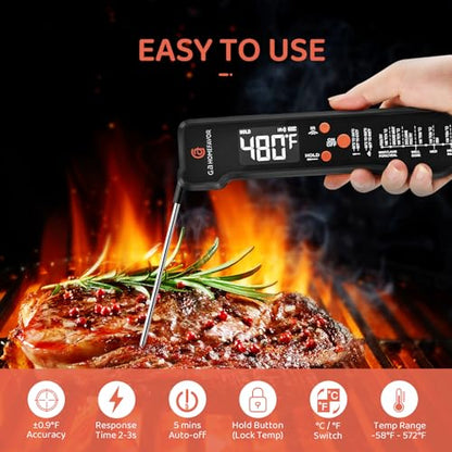 G.a HOMEFAVOR Meat Thermometer 3-in-1 Digital Instant Read Food Thermometer with Foldable Probe, Wired Probe, and Infrared Mode