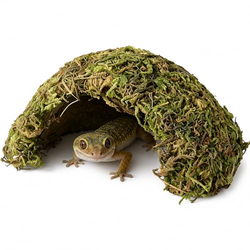Reptile Hide Coconut Leopard Gecko Hide Humid Crested Gecko Tank Accessories Natural Moss Snake Hideouts for Bearded Dragon,Tortoise,Frog