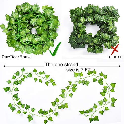 DearHouse 84 Feet 12 Strands Artificial Ivy Leaf Plants Vine Hanging Garland Fake Foliage Flowers Home Kitchen Garden Office Wedding Wall Decor, Green - size: 84 Feet