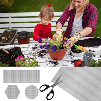 15 Pcs Flower Pot Hole Mesh Pad, 11.8 x 7.8 Inch Bosai Plant Mesh Drainage Screen Prevent Soil Loss Meshs DIY Drainage Netting Pot Bottom Grid for Gardening