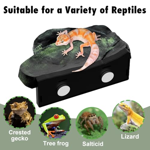 Rock Reptile Climbing Platform, Magnetic Wall Mount Leopard Gecko Basking Platform, Detachable Lizard Resting Shelf for Tree Frog Spiders Terrarium - size: Large