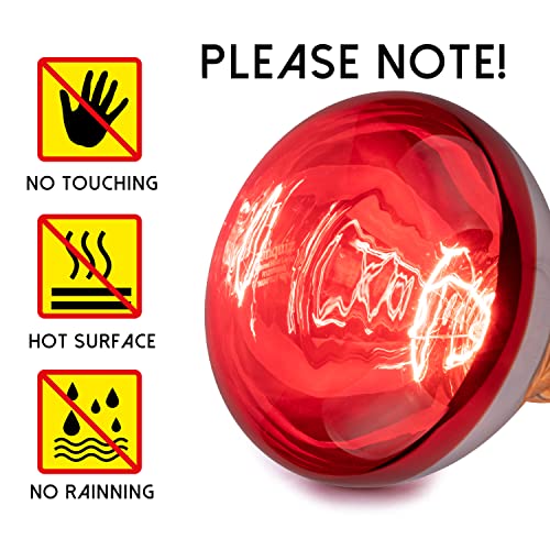 4 Pack 250 Watt Heat Lamp Bulbs for Chicks, R40 Brooder Heat Lamp for Chickens, Infrared Reflector Heat Bulbs for Brooder Heater, Incandescent Spotlight for Pet, Bathroom, Food - size: 4 Pack