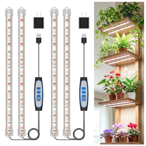 Kullsinss 16" Plant Grow Light Strips, 120 LEDs Grow Lights for Indoor Plants Full Spectrum with Upgrade Timer 6/12/16 Hrs, 5 Dimmable Levels, 2 Pack Sunlike Grow Lamp for Hydroponics Succulent - color: 2 Bars, size: 2 Pack