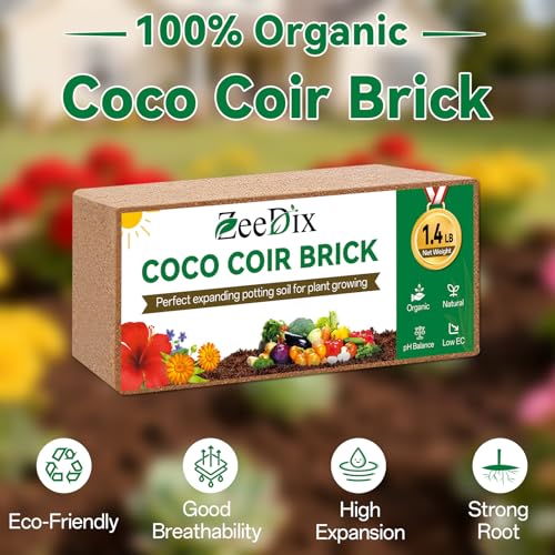 ZeeDix 10 Pcs Compressed Coco Coir Brick for Plants, Premium Organic Coconut Coir Bricks Coco Fiber Substrate Coco Coir Fiber Potting Soil with Low EC and pH Balance for Planting Gardening Reptiles - size: 10pcs