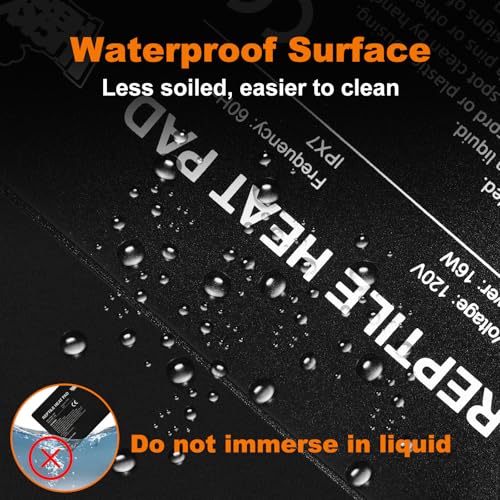 LUCKY HERP Reptile Heating Pad 16W 8X12 Inch with Thermostat, Under Tank Heater Terrarium Warmer Heat Mat and Digital Thermostat Controller for Hermit Crab, Turtles Lizards, Reptile - size: 16