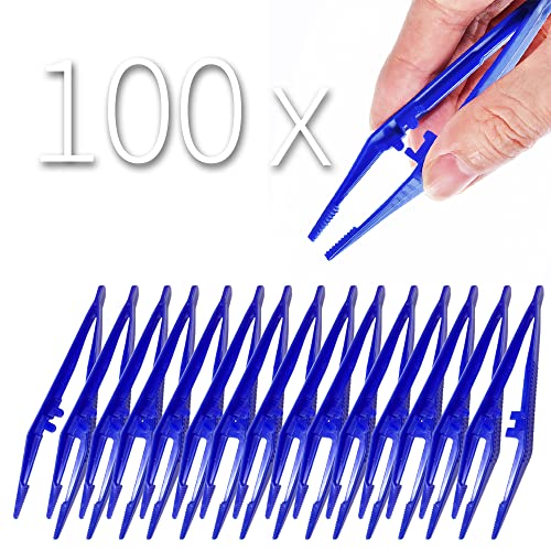 First Aid Tweezers, Plastic Tweezers, Disposable Forceps for Medical, Crafts, Dressing, Gauze, Lab, School, Elementary Science (100) - size: 100 PACK