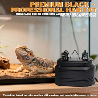 Dual Reptile Heat Lamp Fixture with Separate Switches, Double Dome UVB Light Fixture for Reptile Terrarium and Tortoise Habitat Max 160W