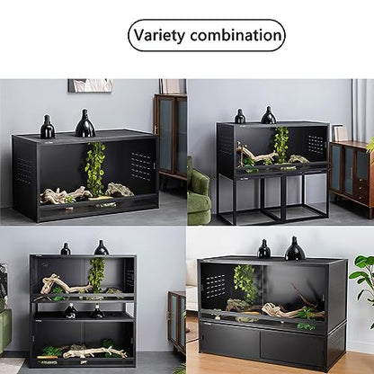 Stackable Reptile Terrarium 44 Gallon 40"x16"x16" for Bearded Dragon Lizard Snake Space Efficient Large Cage Reptiles Enclosure Wide Breeding Lounge Vivarium Area with Glass Sliding Doors - size: 40"x16"x16" (44 Gallons)