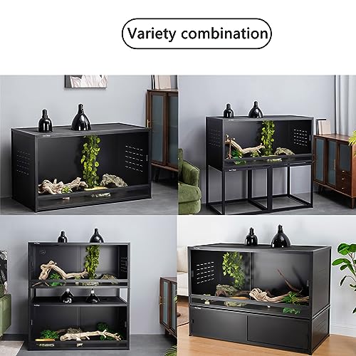 Stackable Space Efficient Reptile Terrarium 120 Gallon 4x2x2FT Large PVC Enclosure Breeding Tank for Bearded Dragon Gecko Lizard Snake, with Front Opening Tempered Glass Door