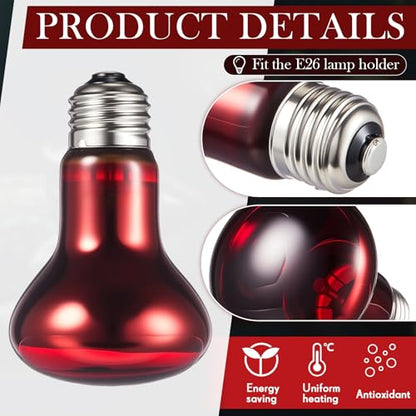VIHOSE 6 Pack 100 W Reptile Heat Bulbs Red Heat Lamp Bulb Infrared Lamp Red Basking Light Bulbs for Reptiles, Bearded Dragon, Lizard, Tortoise, Chickens, Leopard Gecko, Amphibian, Pets - color: Infrared