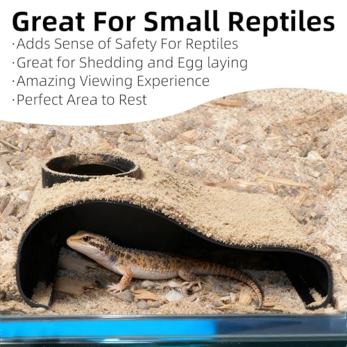 Black Reptile Underground Cave Viewing Hide Lizard Hognose Leopard Snake Gecko Hideout Habitat Tank Enrichment Reptile Decoration Accessories Ornaments Supplies