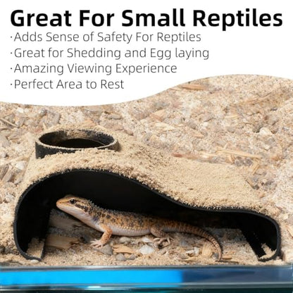 Black Reptile Underground Cave Viewing Hide Lizard Hognose Leopard Snake Gecko Hideout Habitat Tank Enrichment Reptile Decoration Accessories Ornaments Supplies