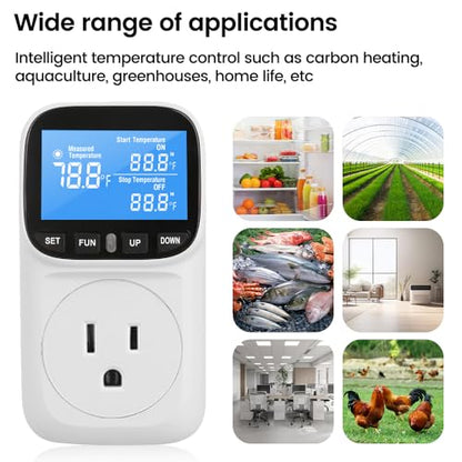 Diymore Digital Thermostat Controller, 1800W 120V/15A, -104°F to 210°F, Heating & Cooling Mode for Incubator, Greenhouse, Reptile Tank, Pool - style: Country Rustic