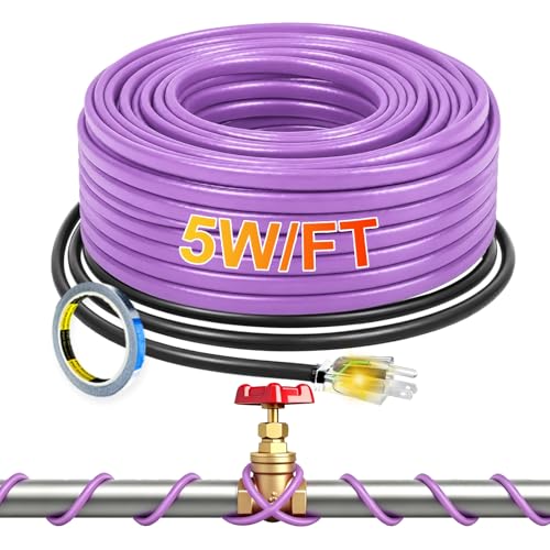 7FT Heat Tape for Water Pipes Roof and Gutters Heating Cable with 6ft Lighted Plug - style: 7 Feet