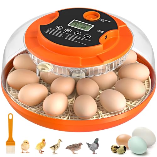 Incubators for Hatching Eggs, 18 Egg Incubator with Automatic Egg Turning and Humidity Control Incubator for Chicken Duck Quail Home Lab Classroom, 2 Type Tray
