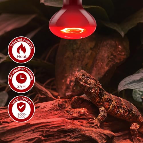 Red Reptile Heat Lamp Bulb 100W, Infrared Heat Emitter Red Heat Lamp for Reptile Amphibian, Infrared Basking Spot Light Bulb 2PCS - style: Infrared Basking Light Bulb 100W